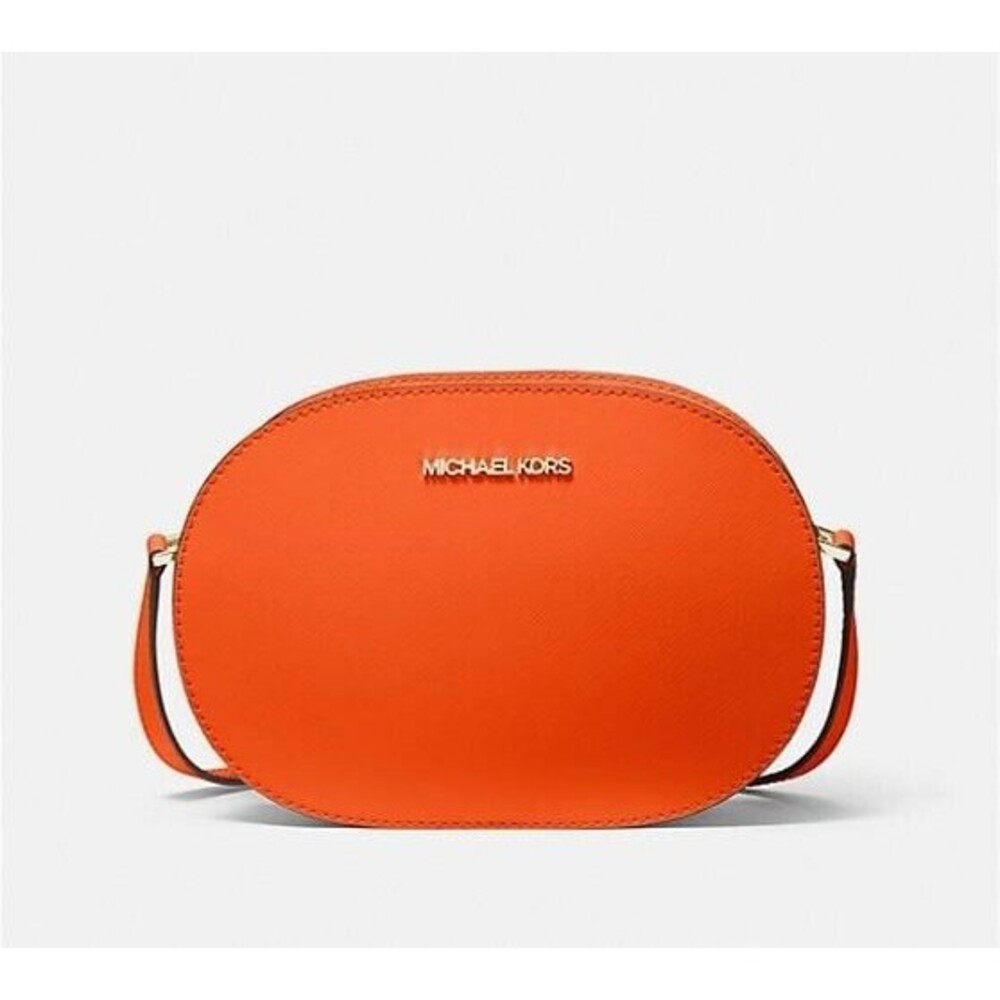 New Michael Kors Jet Set Travel Medium Saffiano Leather Crossbody Bag Poppy